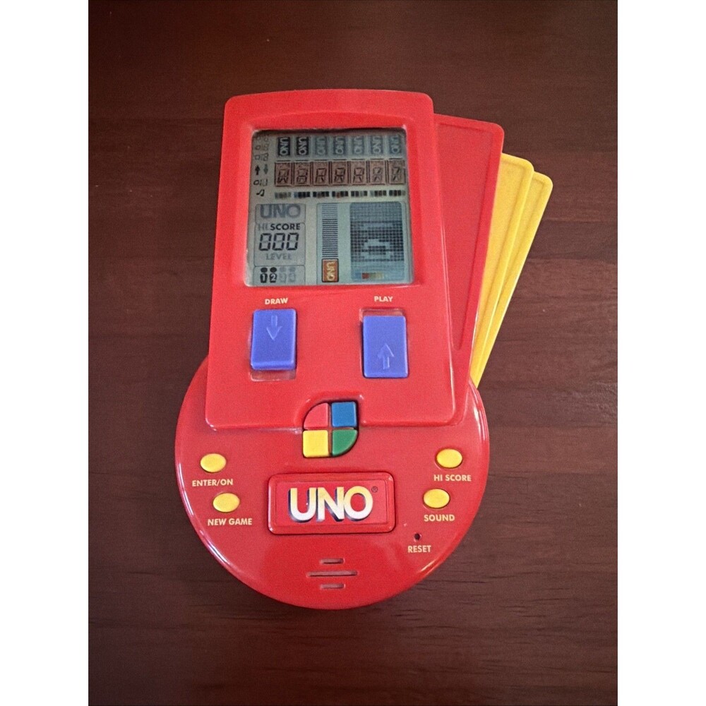 Vintage 1999 Mattel UNO Electronic Red Handheld Travel Game Classic Tested Works